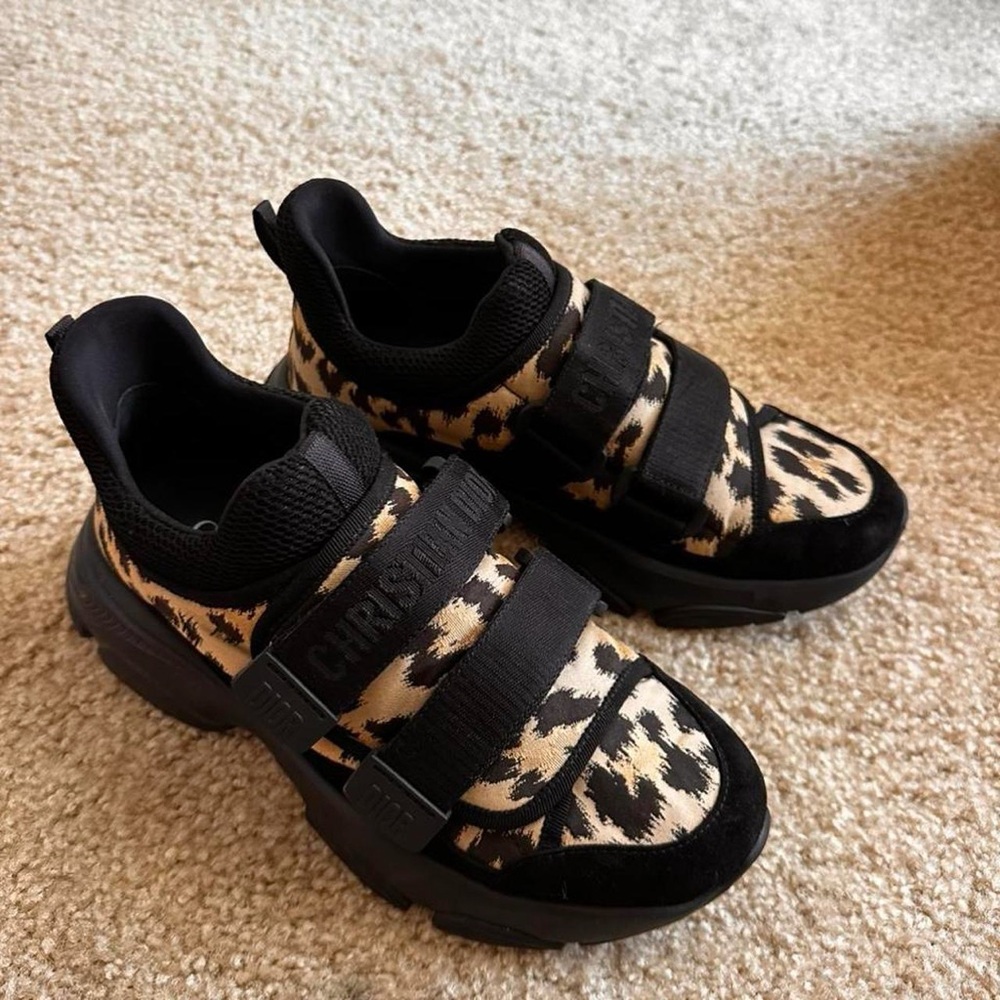 Authentic Dior cheetah print Velcro strapped sneakers